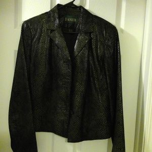 Genuine Leather Metallic Green Snake Skin Jacket